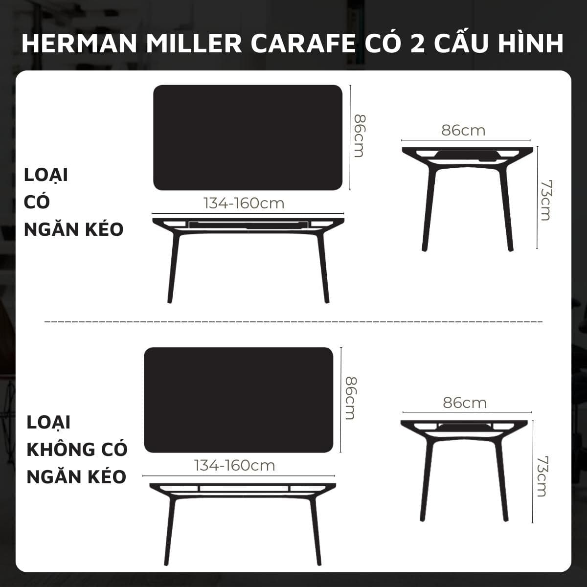 Bàn đa năng cao cấp Herman Miller Carafe.