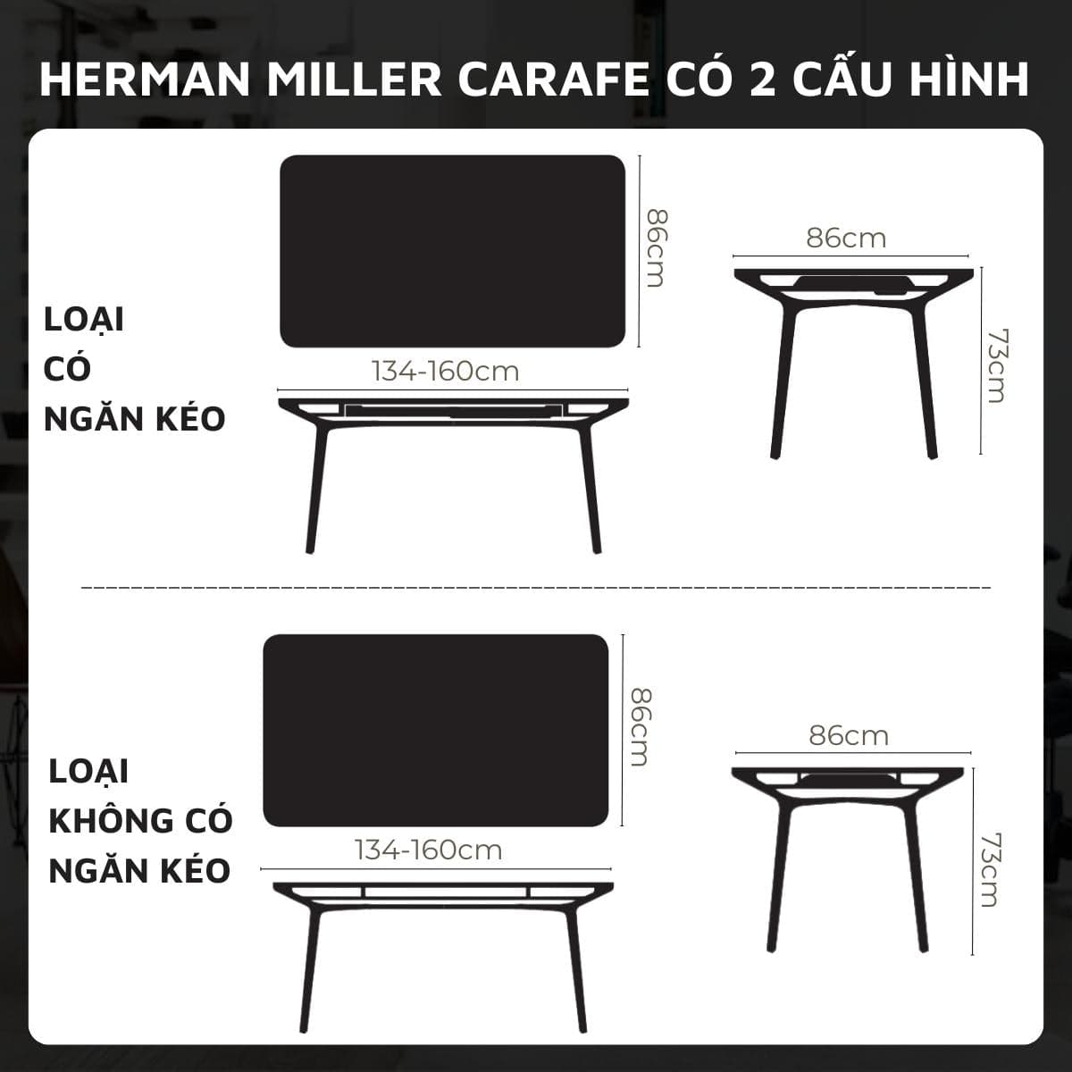 Bàn đa năng cao cấp Herman Miller Carafe