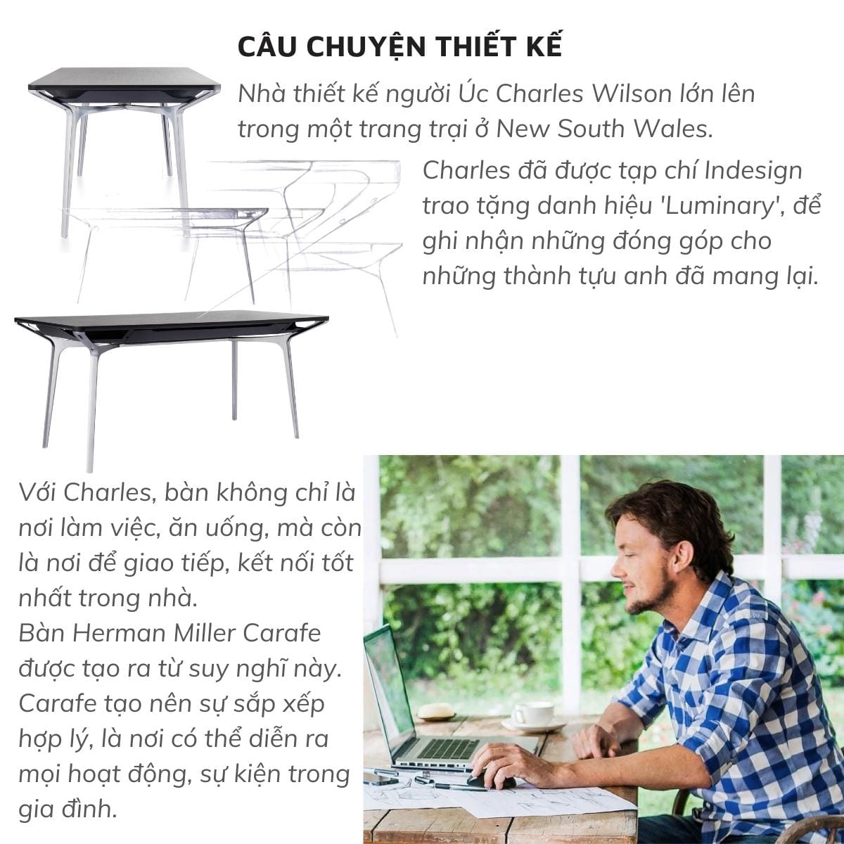 Bàn đa năng cao cấp Herman Miller Carafe.