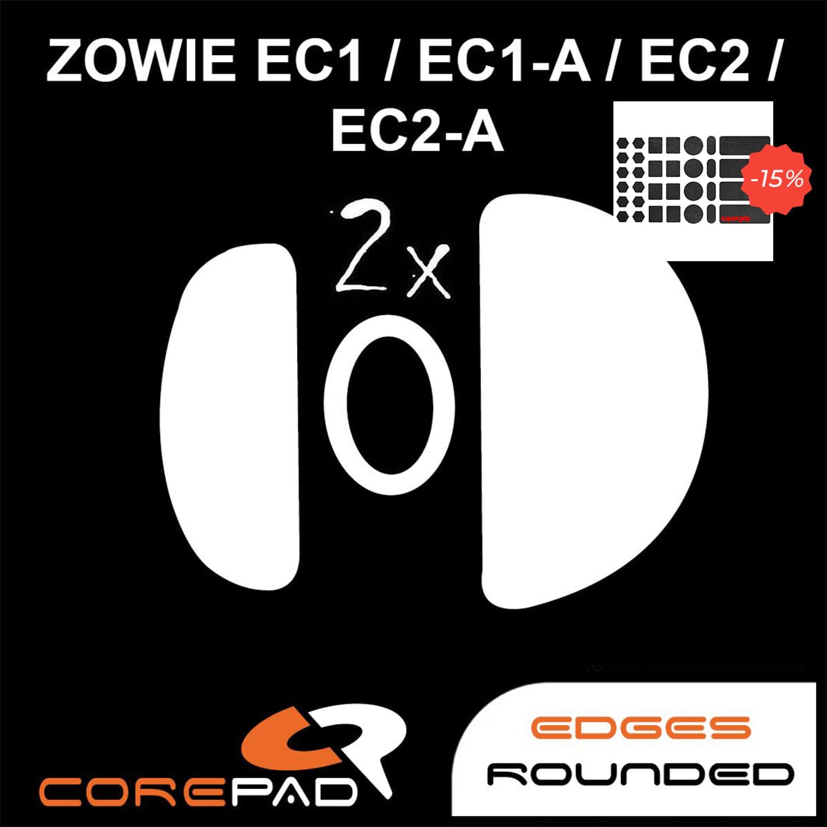 Bundle Feet Corepad + Grip tape Supergrip - Zowie EC1 / EC1-A / EC1-B DIVINA / EC1-C / EC2 / EC2-A / EC2-B DIVINA / EC2-C / EC3-C.