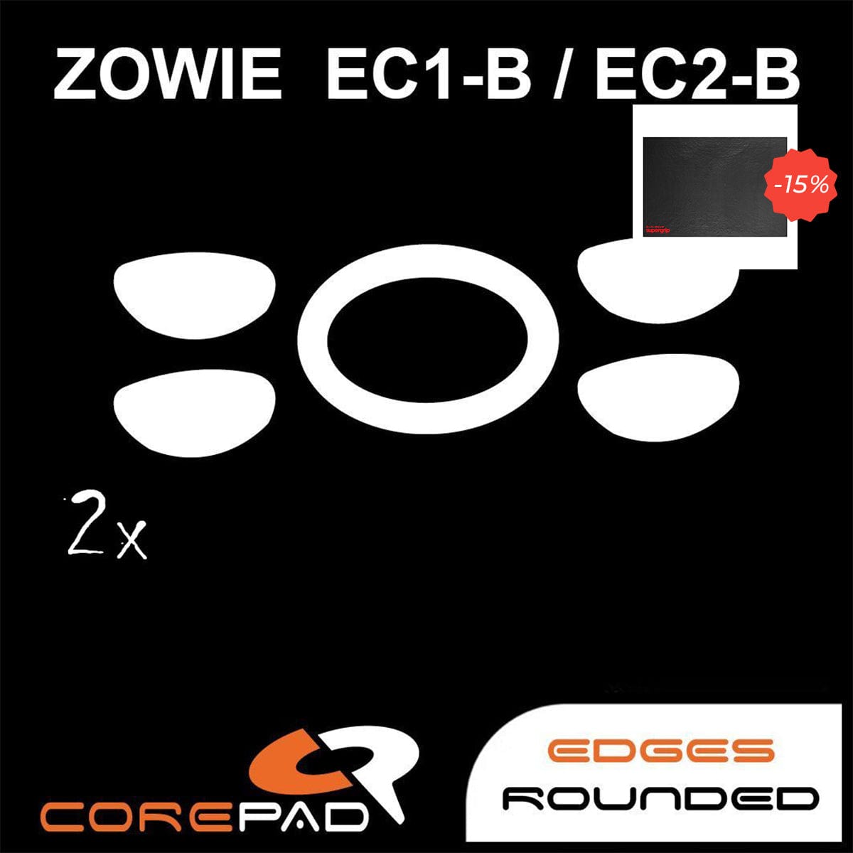 Bundle Feet Corepad + Grip tape Supergrip - Zowie EC1-B / EC2-B.