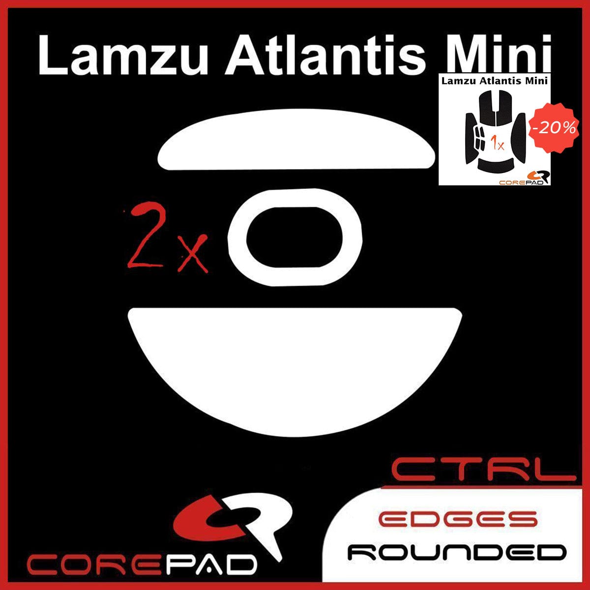 Bundle Feet + Grip tape Corepad - Lamzu Atlantis Mini.