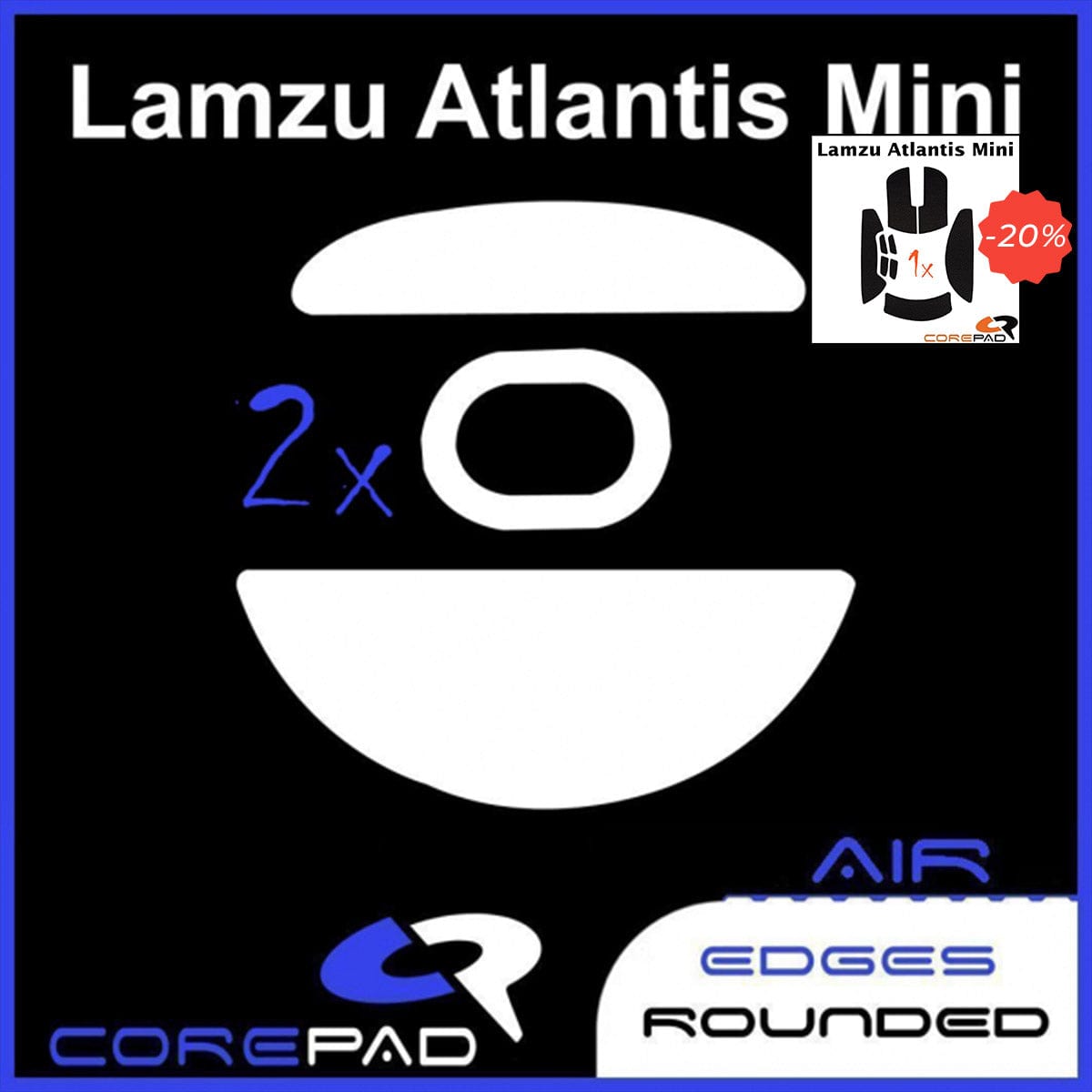 Bundle Feet + Grip tape Corepad - Lamzu Atlantis Mini.