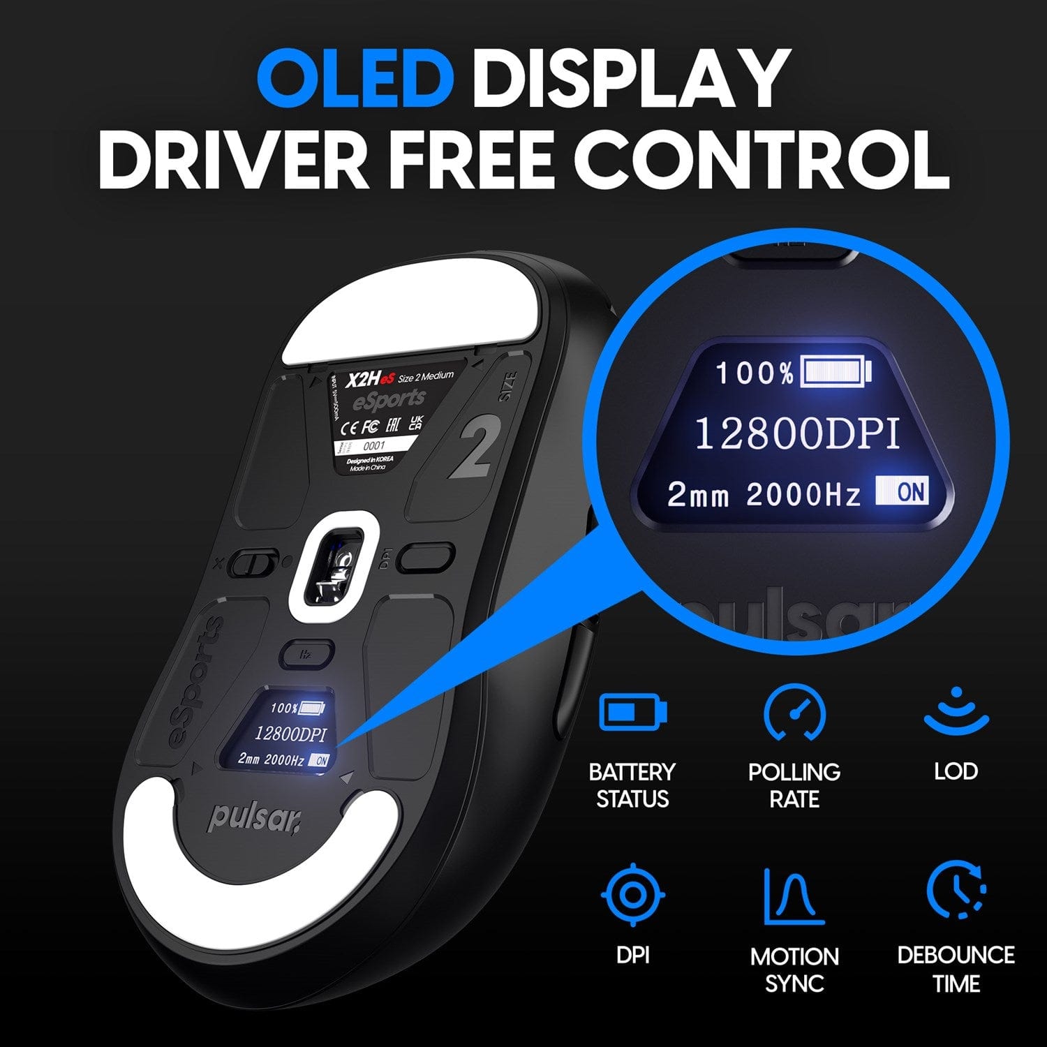 Chuột không dây siêu nhẹ Pulsar X2H eS (Đi kèm dongle 4K Polling Rate).