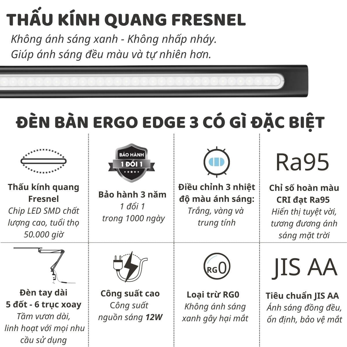 Đèn bàn bảo vệ mắt thông minh Ergo Edge 3.