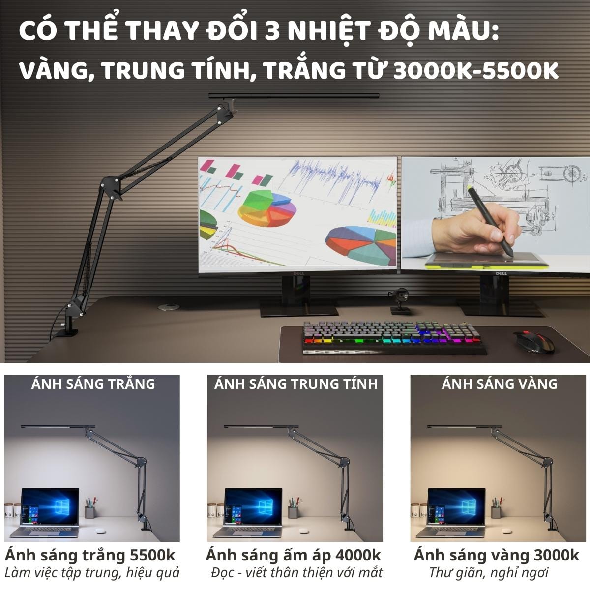 Đèn bàn bảo vệ mắt thông minh Ergo Edge 3.