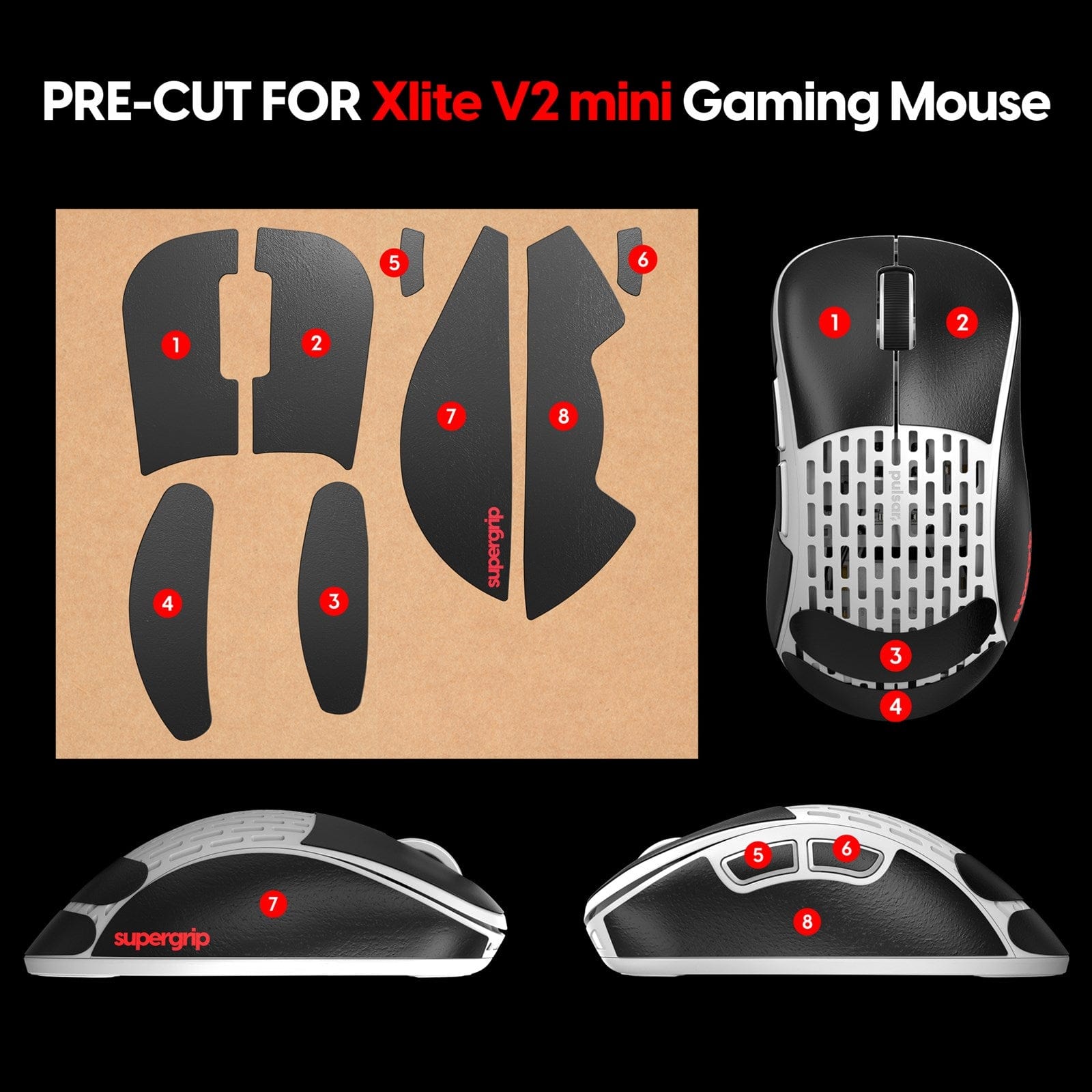 Miếng dán chống trượt Pulsar Supergrip - Grip Tape Precut for Xlite V2 Size Mini.