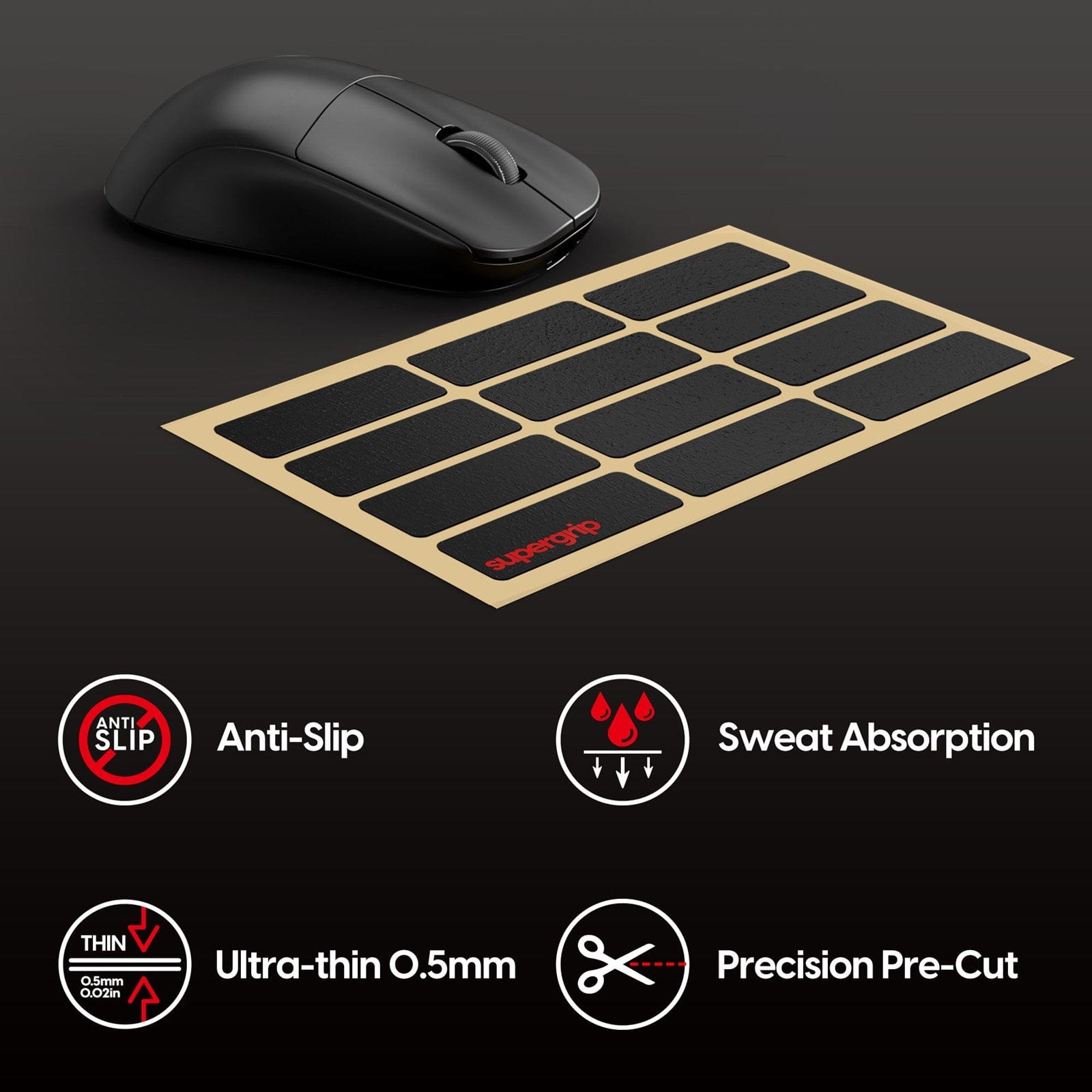 Miếng dán chống trượt Pulsar Supergrip - Universal 2 Grip Tape Precut Sheet.