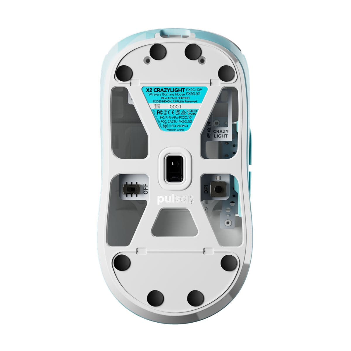 Pulsar X2 Crazylight Medium Blue Archive Shiroko – Chuột không dây kèm dongle 8K