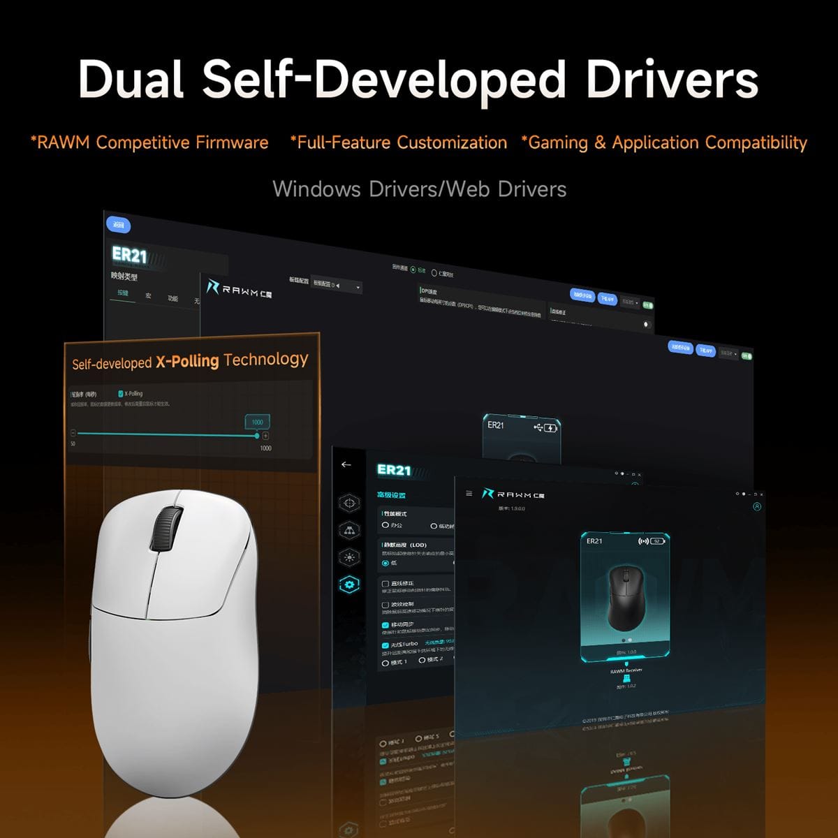 RAWM ER21 Pro - Chuột gaming công thái học siêu nhẹ 8K