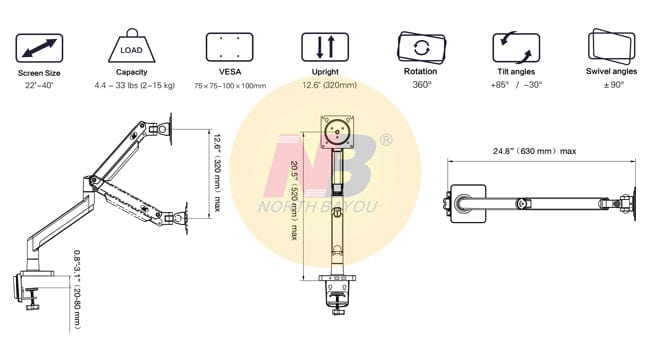 Tay đỡ màn hình North Bayou NB-G45 (24-40").