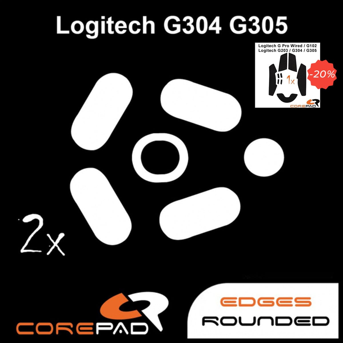 Bundle Feet + Grip tape Corepad - Logitech G102 / G203 / G304.