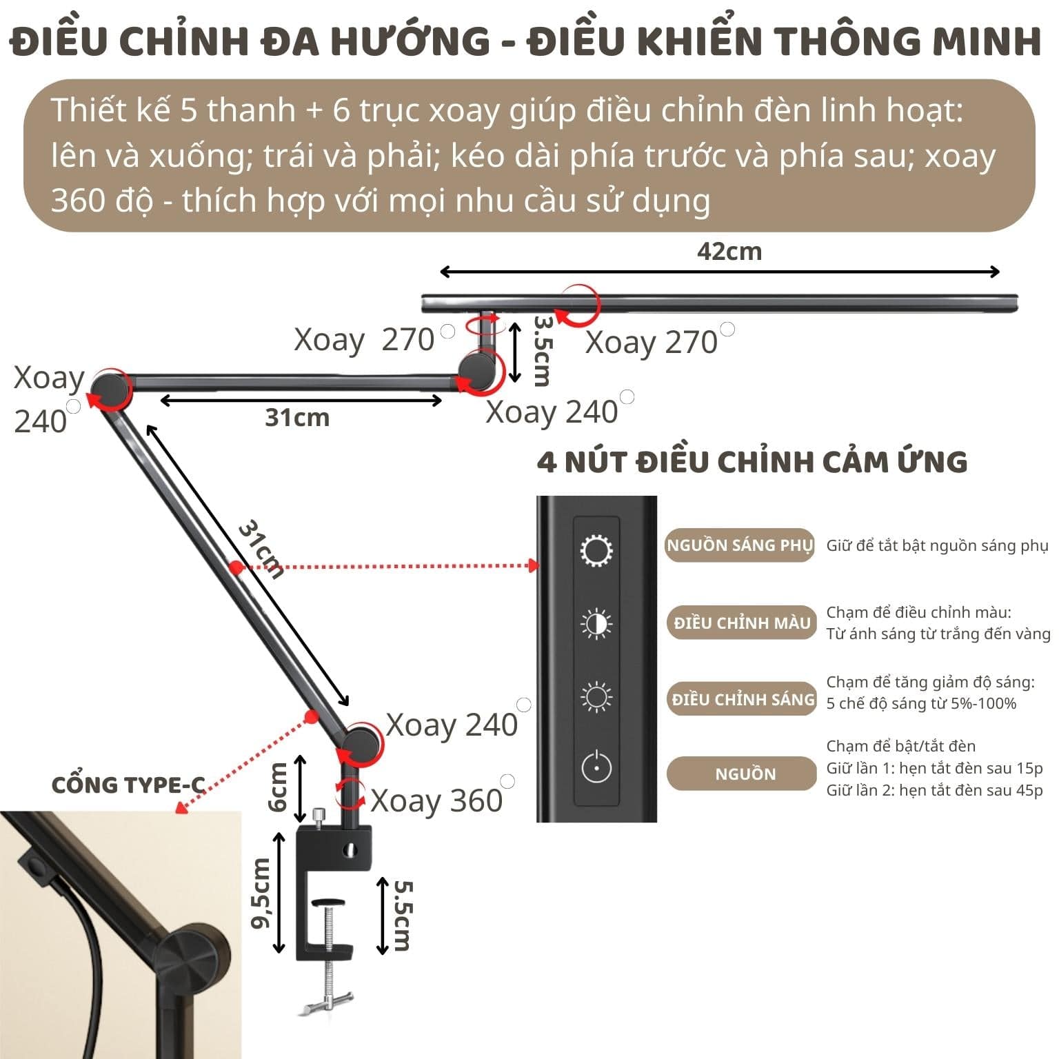 Đèn bàn bảo vệ mắt thông minh Ergo Edge