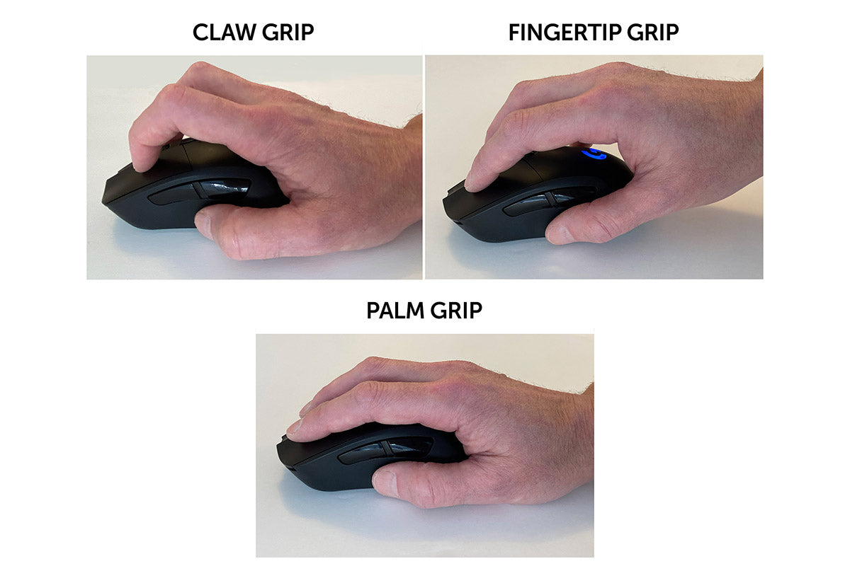 Ba kiểu cầm chuột palm, claw và fingertip