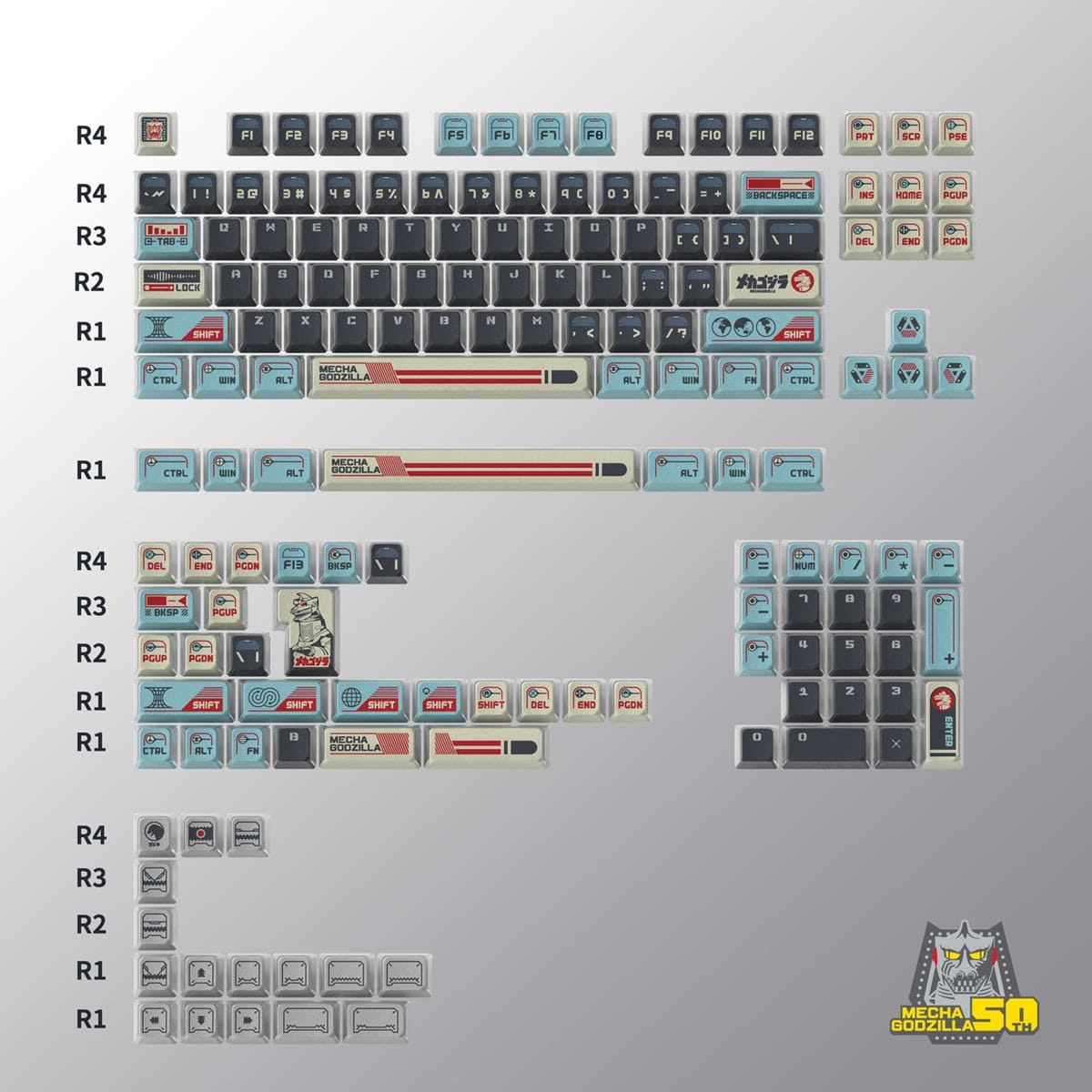 Bộ keycap Arbiter Studio Godzilla - Mechagodzilla (157 phím)