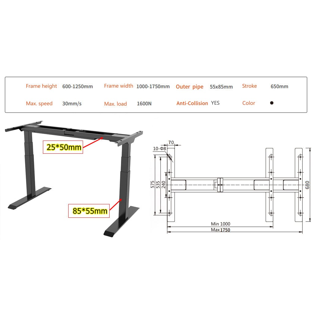 Chân bàn nâng hạ Ergonomic công thái học Ergo Edge - 2 motor.
