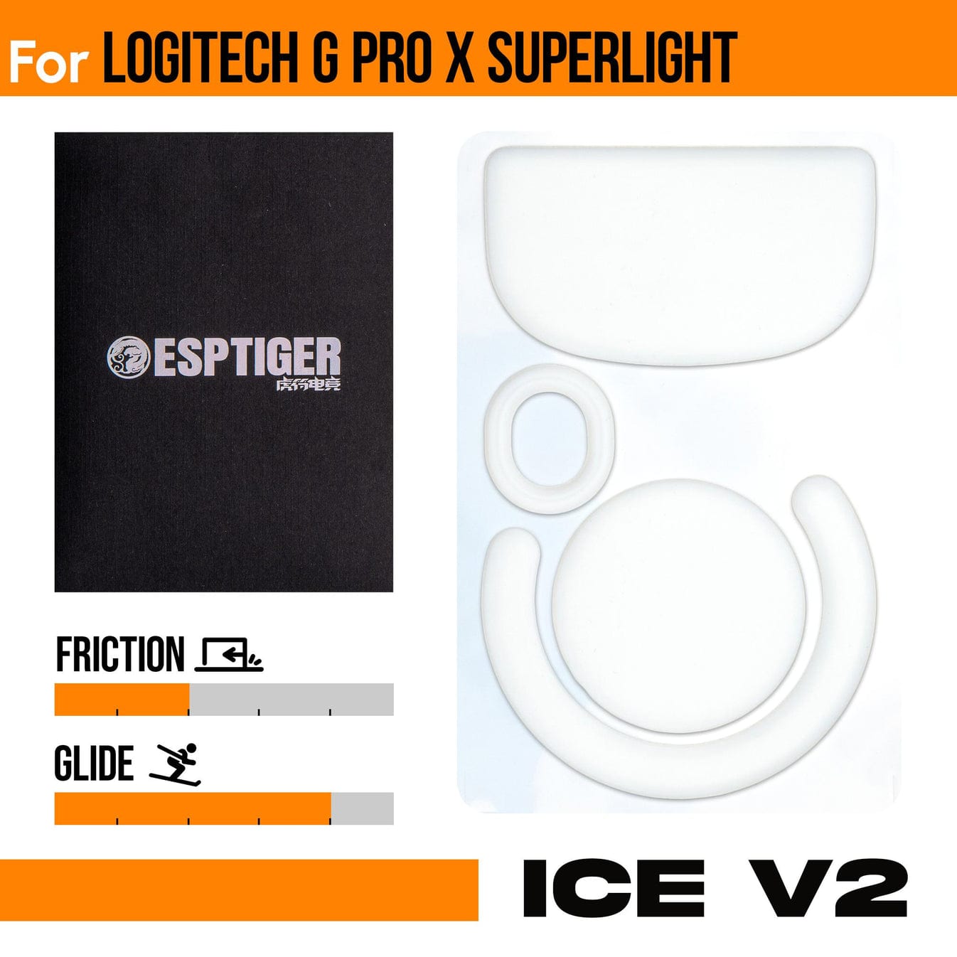 Feet chuột PTFE ESPTiger ICE V2 Logitech G Pro X Superlight 1 (1 bộ)