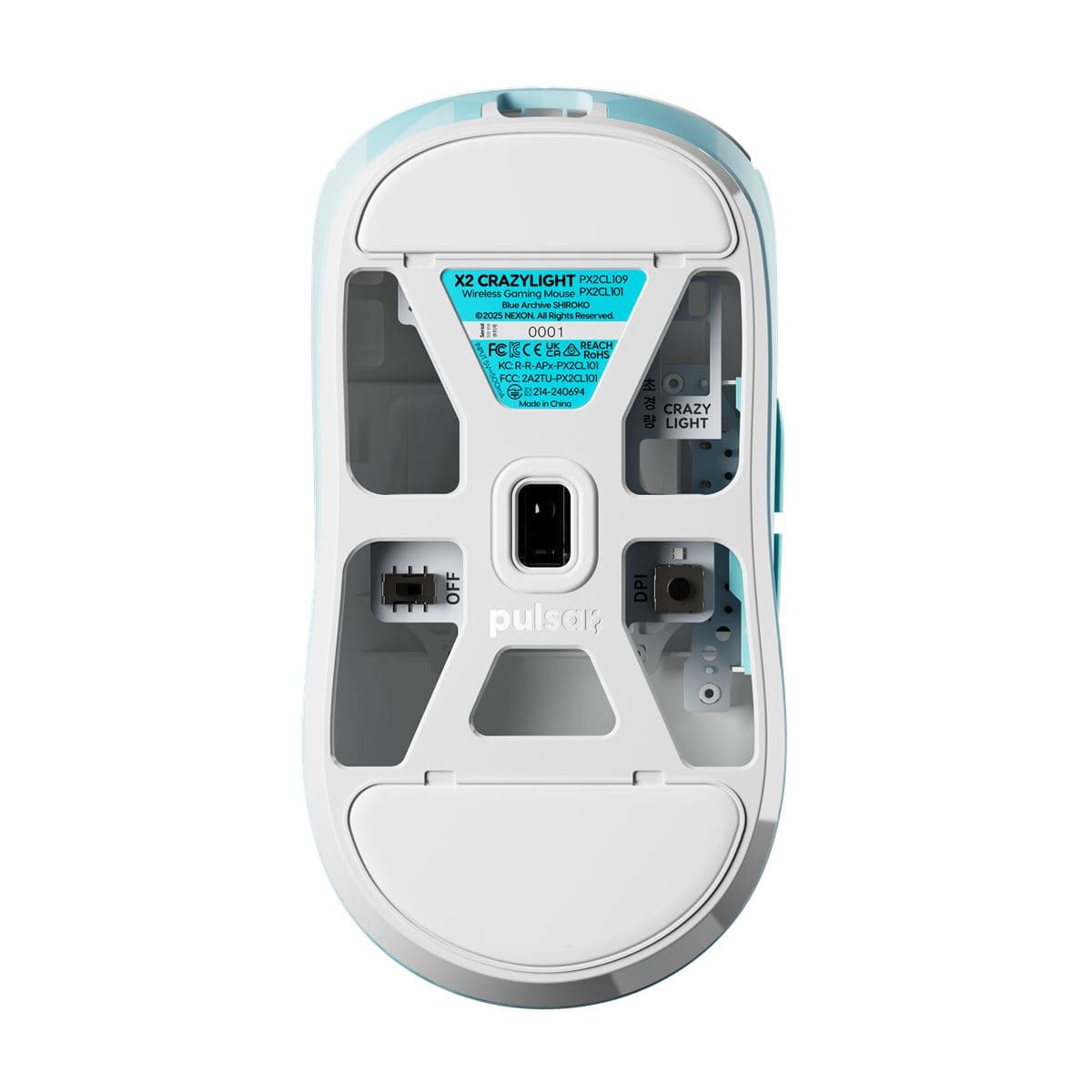 Pulsar X2 Crazylight Medium Blue Archive Shiroko – Chuột không dây kèm dongle 8K