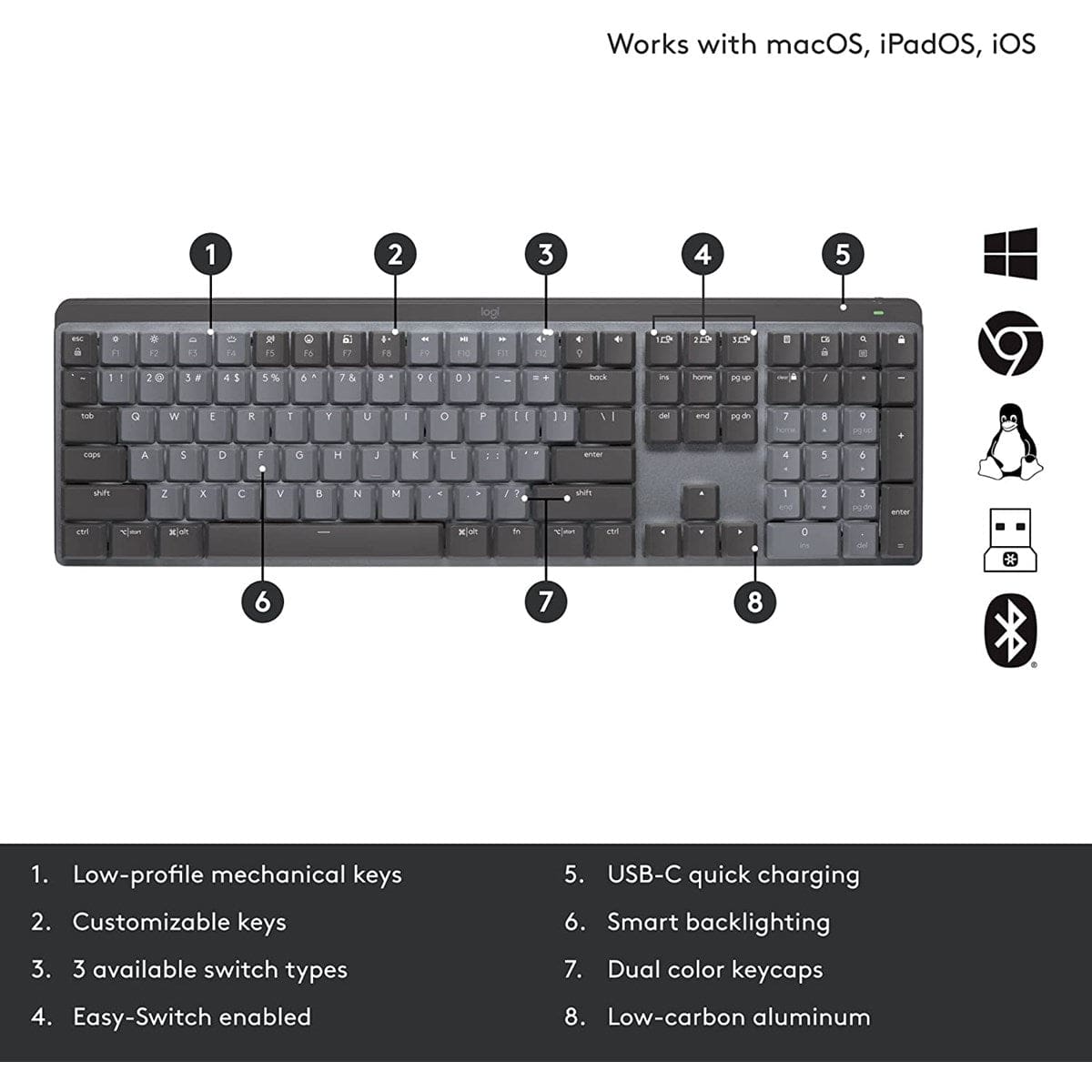 Bàn phím cơ Logitech MX Mechanical Wireless - Fullsize