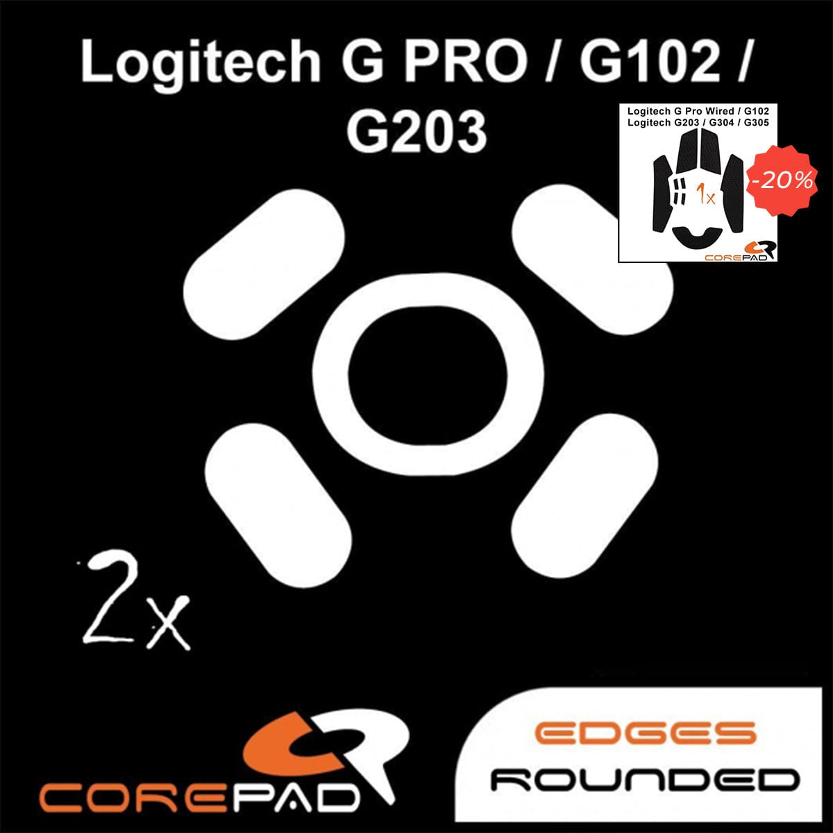 Bundle Feet + Grip tape Corepad - Logitech G102 / G203 / G304